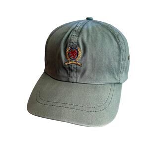 Vintage Tommy Hilfiger Green/Blue Leather Strapback Hat Fader